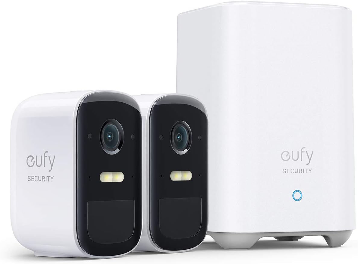 eufy security eufyCam 2C Pro 2-Cam Kit Security Camera Outdoor, Wireless Home Security Systems with 2K Resolution, 180-Day Battery Life, HomeKit Compatibility, IP67, Night Vision, and No Monthly Fee (R)