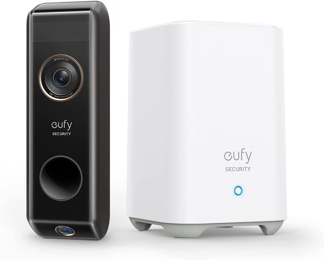 eufy security Video Doorbell Dual Camera (Battery-Powered) with Homebase, Dual Motion Detection, Package Detection, 2K HD, No Monthly Fee, 16GB Local Storage