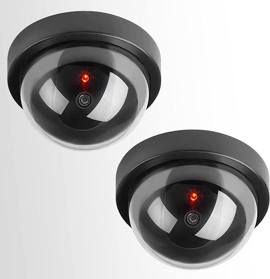 Imitation Dummy Dome CCTV Cameras Fake Realistic Outdoor or Indoor Security CCTV Camera Simulation With Flashing Red LED Light - Home Office Business Protectio