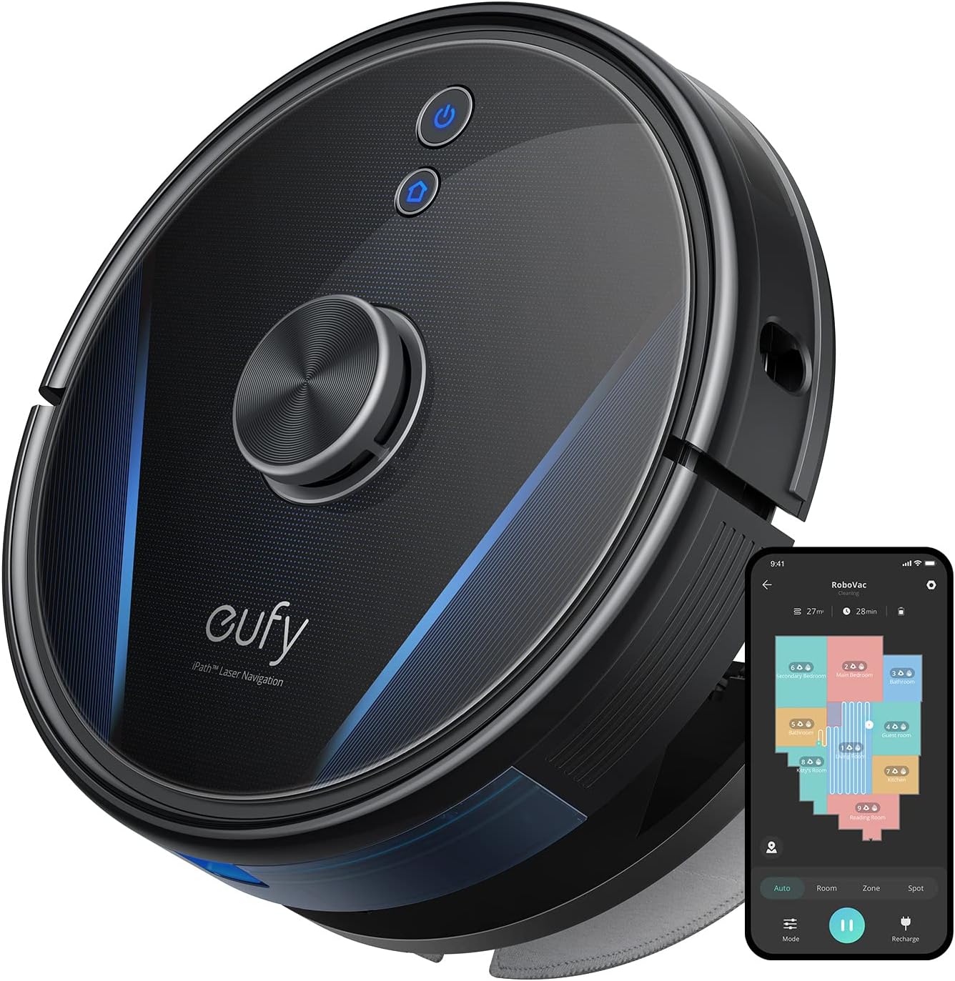 eufy RoboVac LR30 Hybrid Robot Vacuum Cleaner with Mop, 3000Pa Ultra Strong Suction, iPath Laser Navigation, Multi Floor Mapping, Advanced App Control, Controllable Water Tank, Works with Alexa