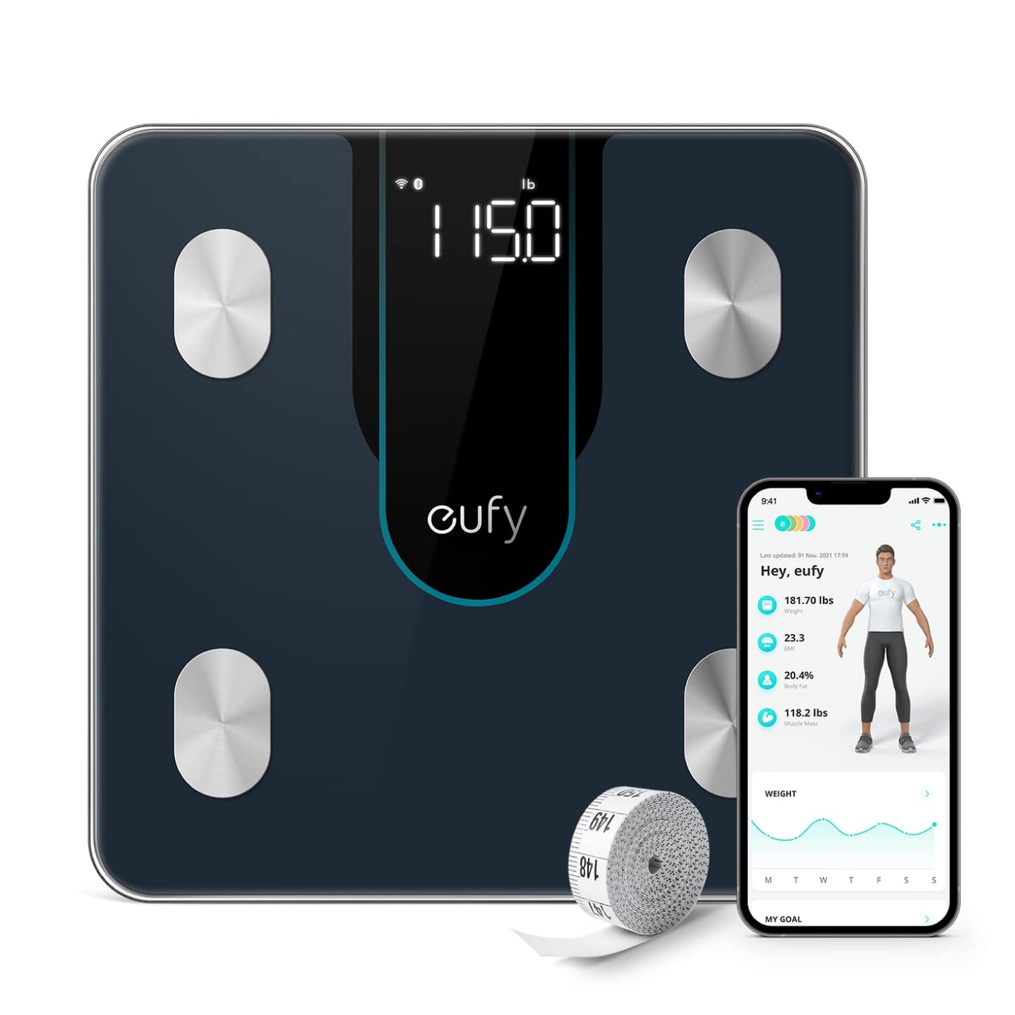 eufy Smart Scale P2, Digital Bathroom Scale with Wi-Fi, Bluetooth