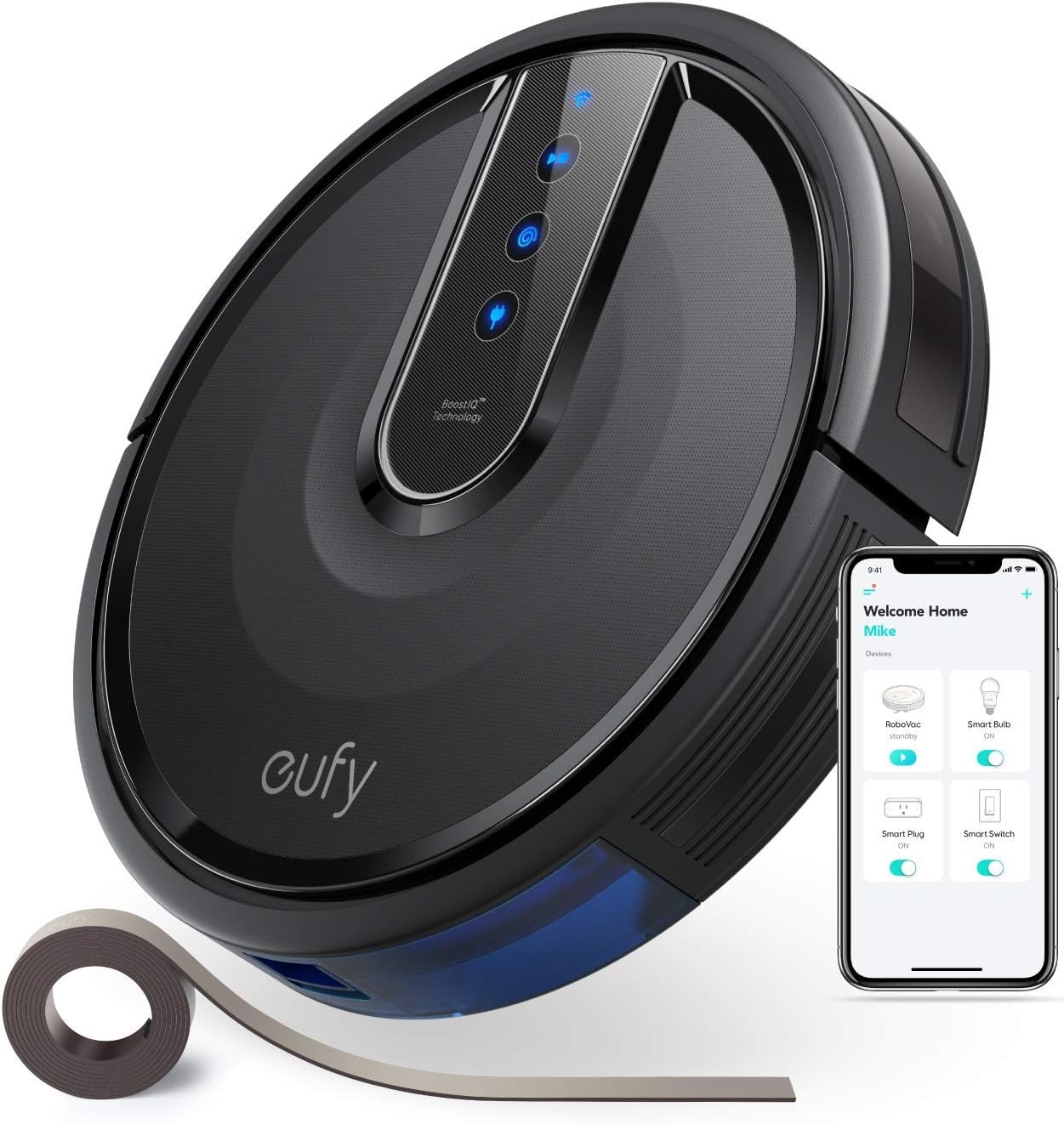 eufy [BoostIQ RoboVac 35C, Wi-Fi,Super-Thin, 1500Pa Strong Suction, Touch-Control Panel, 6ft Boundary Strips, Quiet, Self-Charging, Cleans Hard Floors to Medium-Pile Carpets (Refurbished)