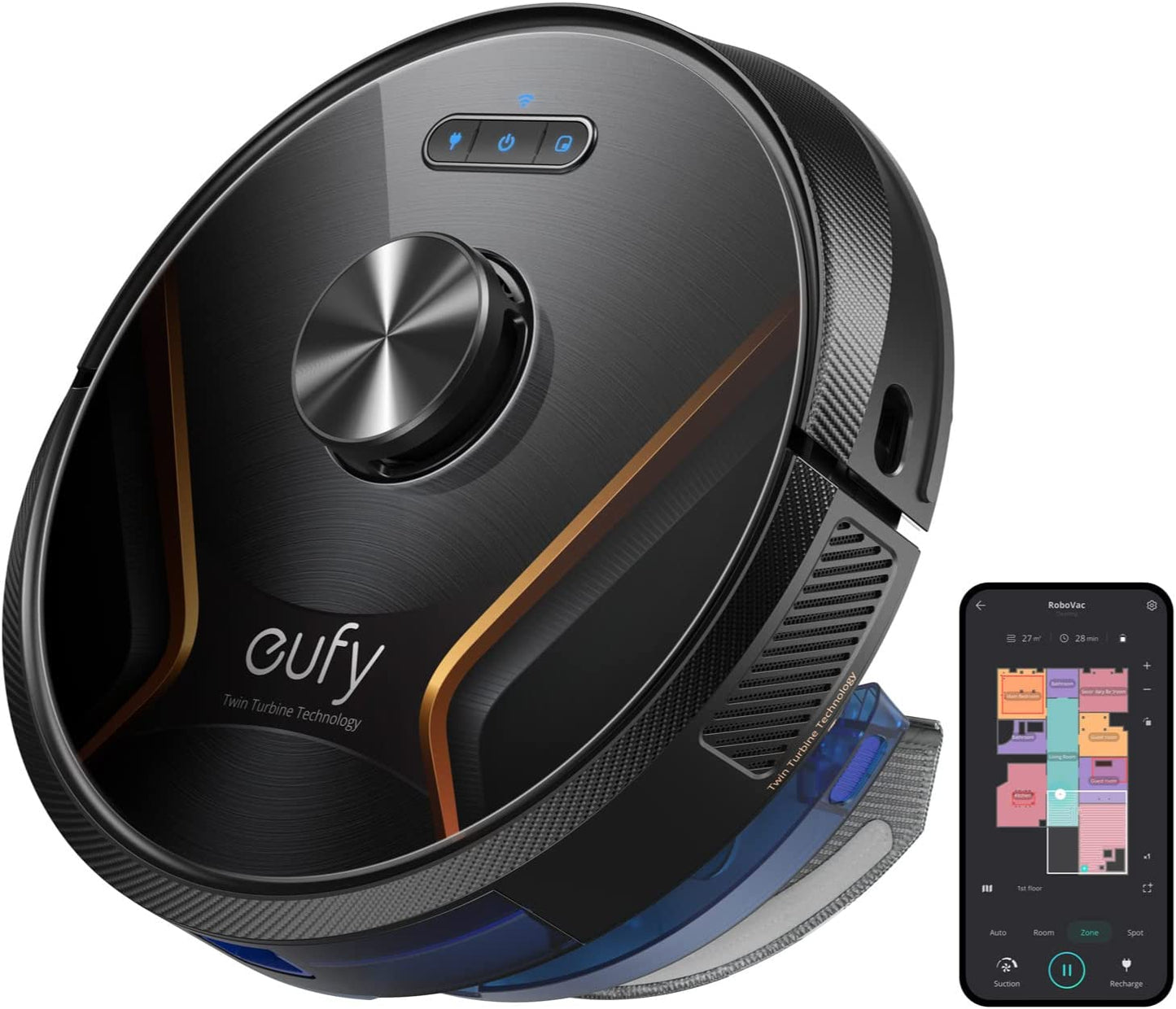 eufy by Anker, RoboVac X8 Hybrid, Robot Vacuum with Mop and iPath Laser Navigation, Twin-Turbine Technology Generates 2000Pa x2 Suction, AI. Map 2.0 Technology, Wi-Fi, Perfect for Pet Owner